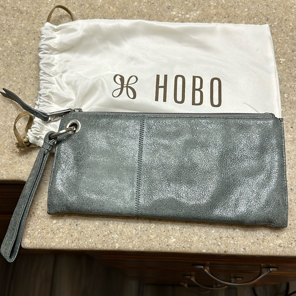 Hobo Grey Leather Wristlet
